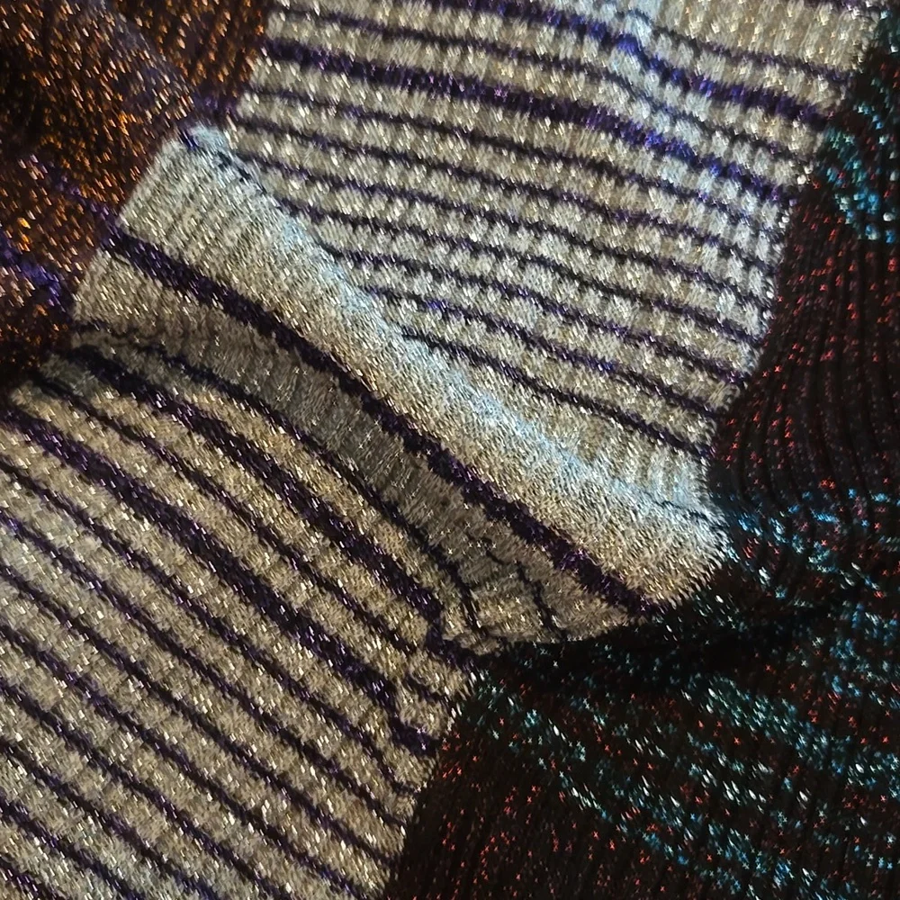 Missoni Metallic Ribbed Knit Bandana Scarf